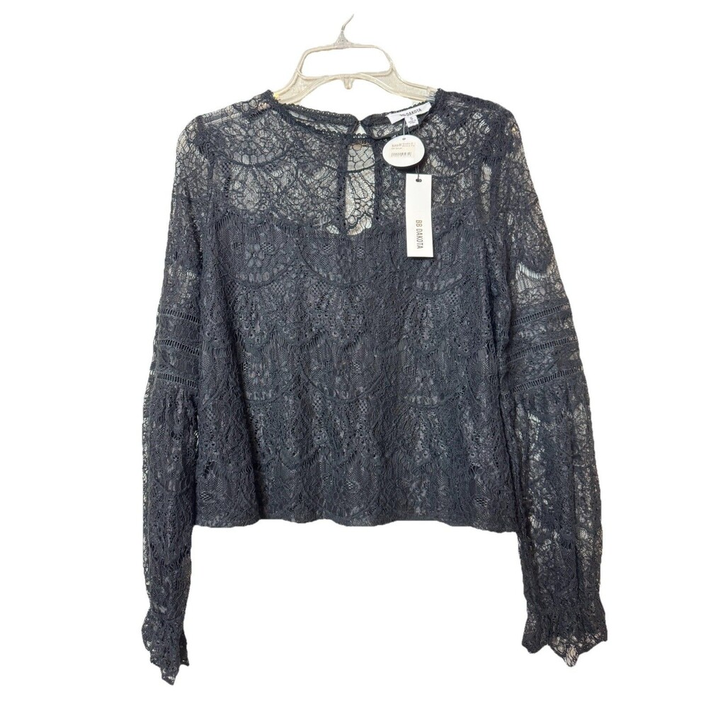BB Dakota Smoke & Mirrors Black Lace Crop Top Whimsygoth Witchy Women’s Sz S NWT